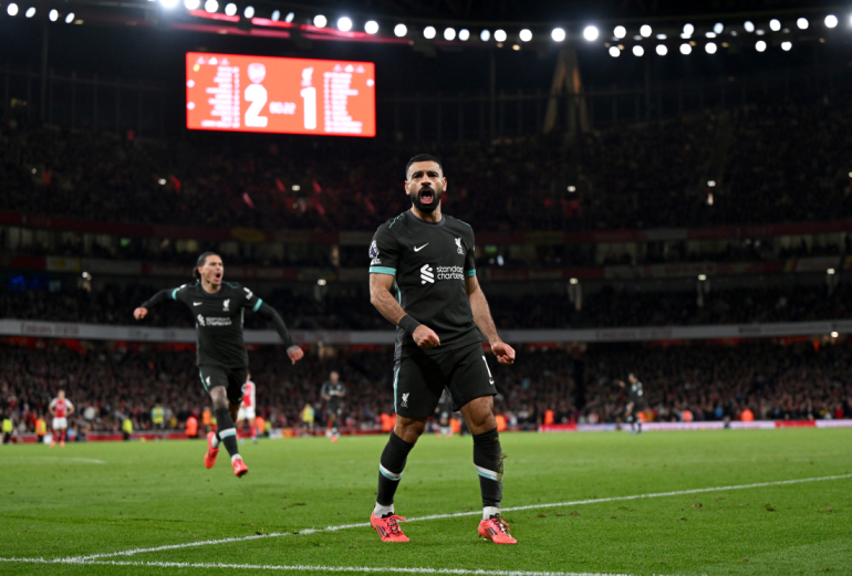 Mo Salah jubler over sit mål til 2-2 mod Arsenal på Emirates